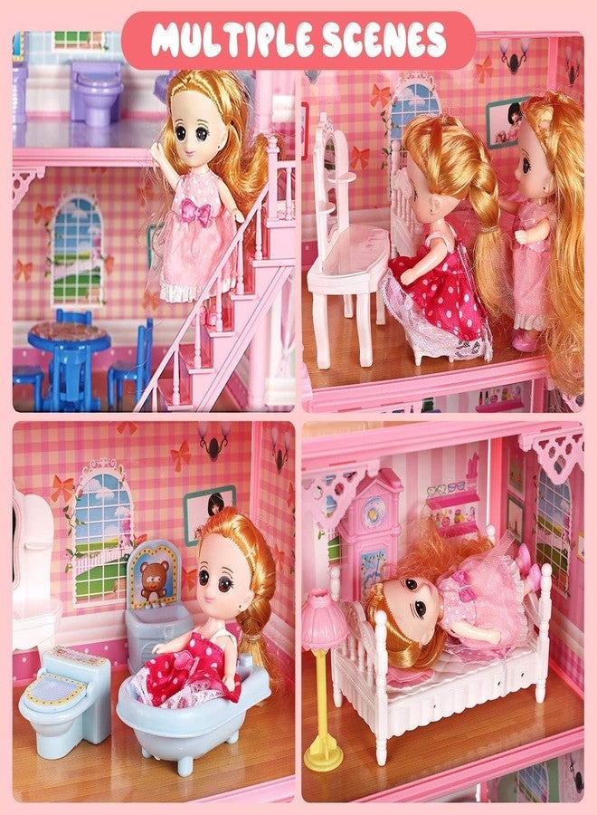 RABJET Dollhouse for Girl 4-Story 11 Rooms Huge Princess Girls Dream House Kit with 2 Dolls and Dollhouse Furnitures, DIY Play House for Girls Ages 3 4 5 6 7 8 9 10+ Multicolor - Image 5